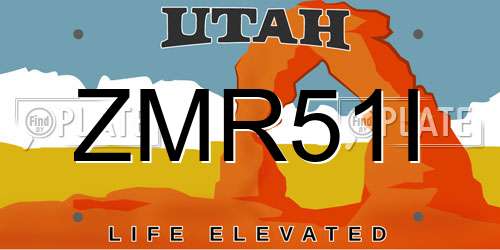 ZMR51I Utah License Plate
