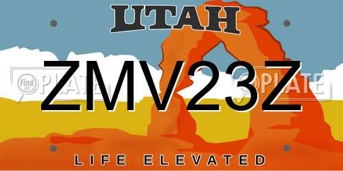 ZMV23Z Utah License Plate