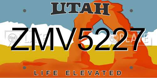 ZMV5227 Utah License Plate