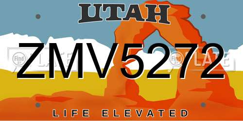 ZMV5272 Utah License Plate