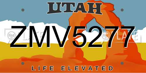 ZMV5277 Utah License Plate
