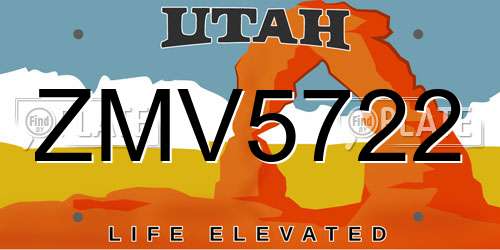 ZMV5722 Utah License Plate
