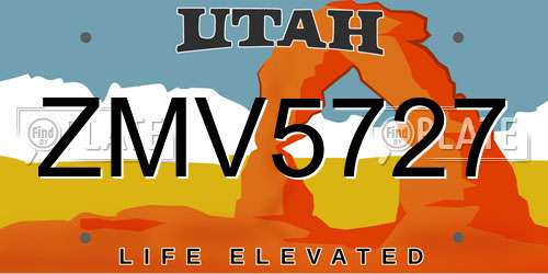 ZMV5727 Utah License Plate