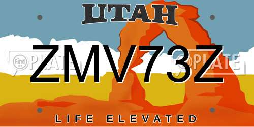 ZMV73Z Utah License Plate