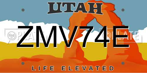 ZMV74E Utah License Plate