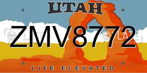 ZMV8772 Utah License Plate