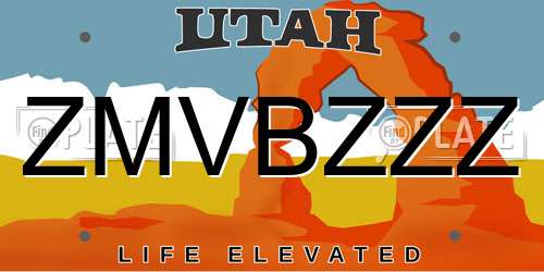 ZMVBZZZ Utah License Plate