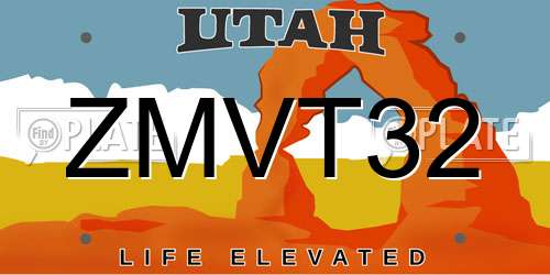 ZMVT32 Utah License Plate