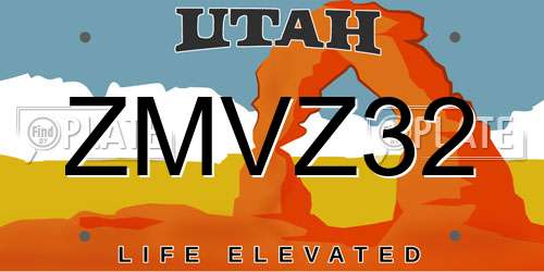 ZMVZ32 Utah License Plate