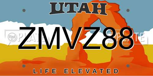 ZMVZ88 Utah License Plate
