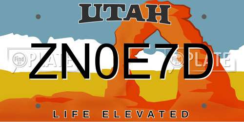 ZN0E7D Utah License Plate
