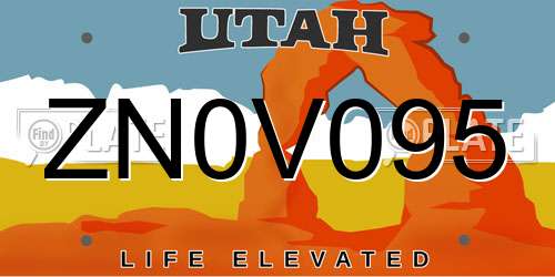 ZN0V095 Utah License Plate