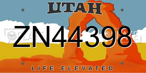 ZN44398 Utah License Plate