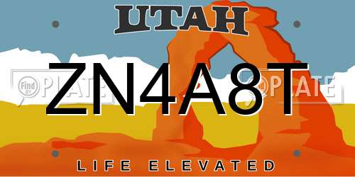 ZN4A8T Utah License Plate