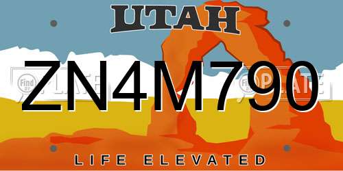 ZN4M790 Utah License Plate