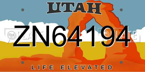 ZN64194 Utah License Plate