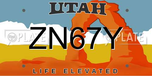 ZN67Y Utah License Plate