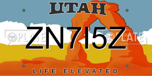 ZN7I5Z Utah License Plate