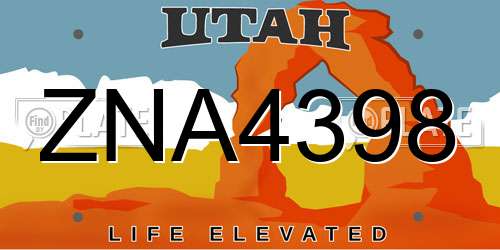 ZNA4398 Utah License Plate