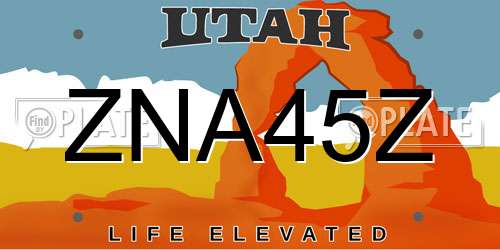 ZNA45Z Utah License Plate