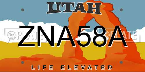 ZNA58A Utah License Plate