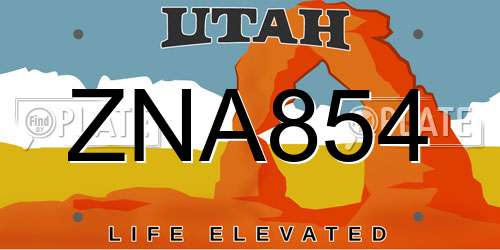 ZNA854 Utah License Plate