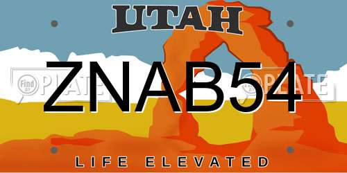 ZNAB54 Utah License Plate