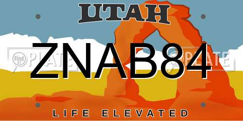 ZNAB84 Utah License Plate