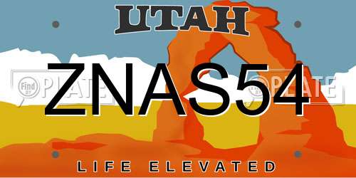 ZNAS54 Utah License Plate