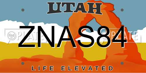ZNAS84 Utah License Plate