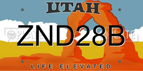 ZND28B Utah License Plate