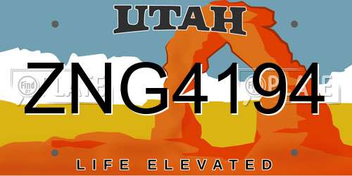 ZNG4194 Utah License Plate