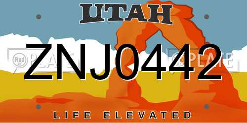 ZNJ0442 Utah License Plate