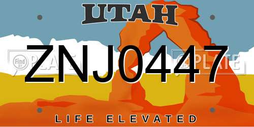 ZNJ0447 Utah License Plate
