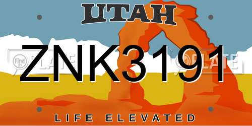 ZNK3191 Utah License Plate