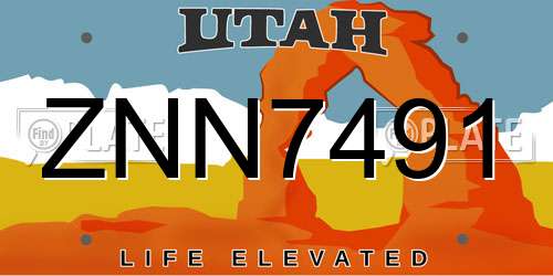ZNN7491 Utah License Plate