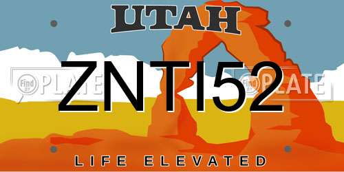 ZNTI52 Utah License Plate