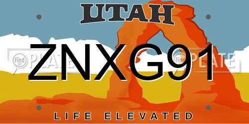 ZNXG91 Utah License Plate