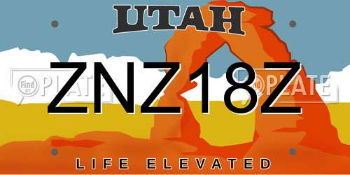 ZNZ18Z Utah License Plate