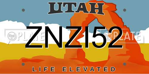 ZNZI52 Utah License Plate