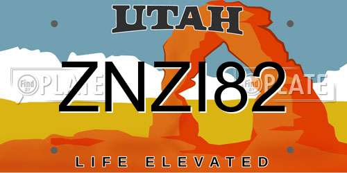 ZNZI82 Utah License Plate