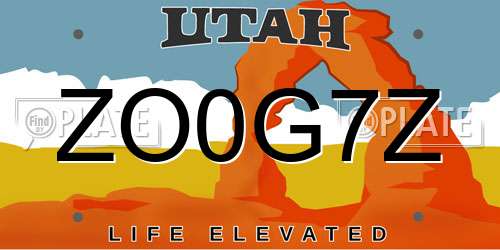 ZO0G7Z Utah License Plate
