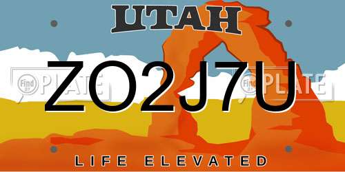 ZO2J7U Utah License Plate