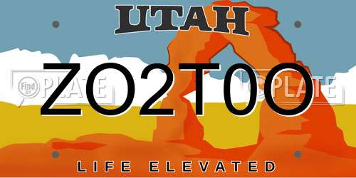 ZO2T0O Utah License Plate