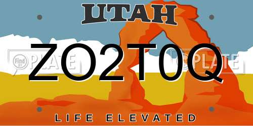 ZO2T0Q Utah License Plate