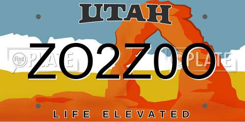 ZO2Z0O Utah License Plate