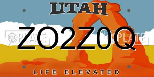 ZO2Z0Q Utah License Plate