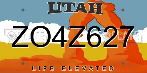 ZO4Z627 Utah License Plate
