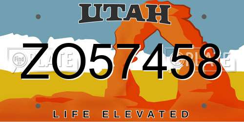 ZO57458 Utah License Plate