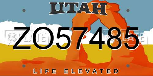 ZO57485 Utah License Plate